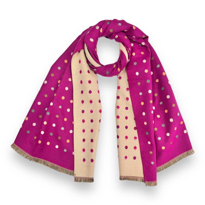 HOT PINK MULTI DOTS SCARF