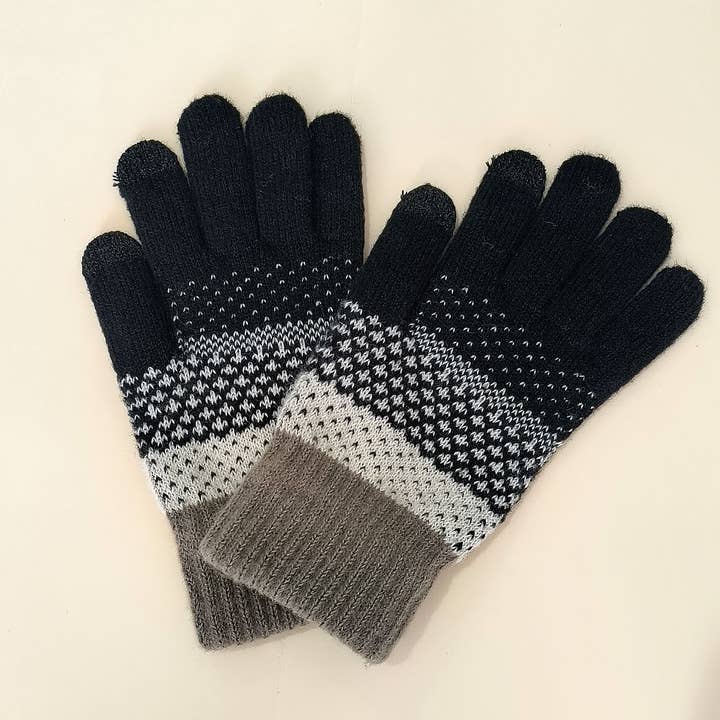 BLACK STOCKHOLM STRIPE KNIT GLOVES
