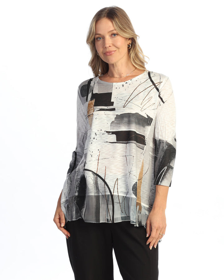 TANGO 3/4 SLEEVE TOP W/ SHEER BOTTOM