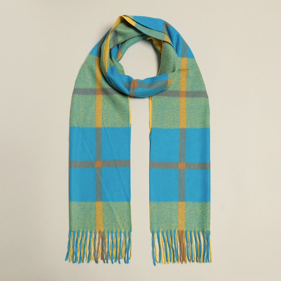 AQUA & SAGE COZY PLAID SCARF
