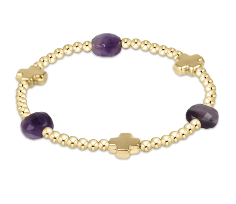 AMETHYST SIGNATURE CROSS ADMIRE 3MM BEAD BRACELET
