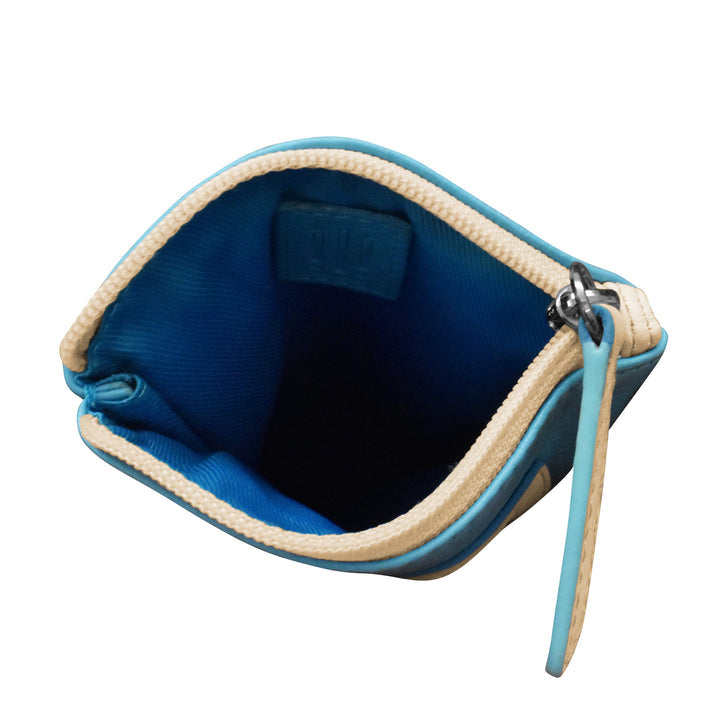 AQUA BLUE FRAME LEATHER EYEGLASS CASE
