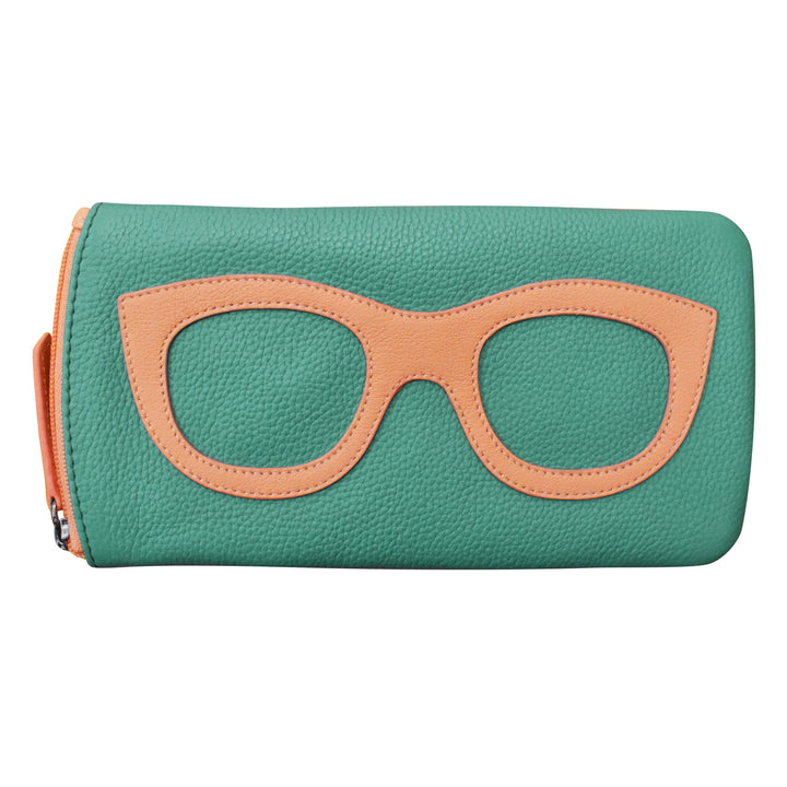 TURQUOISE  FRAME EYEGLASS LEATHER CASE