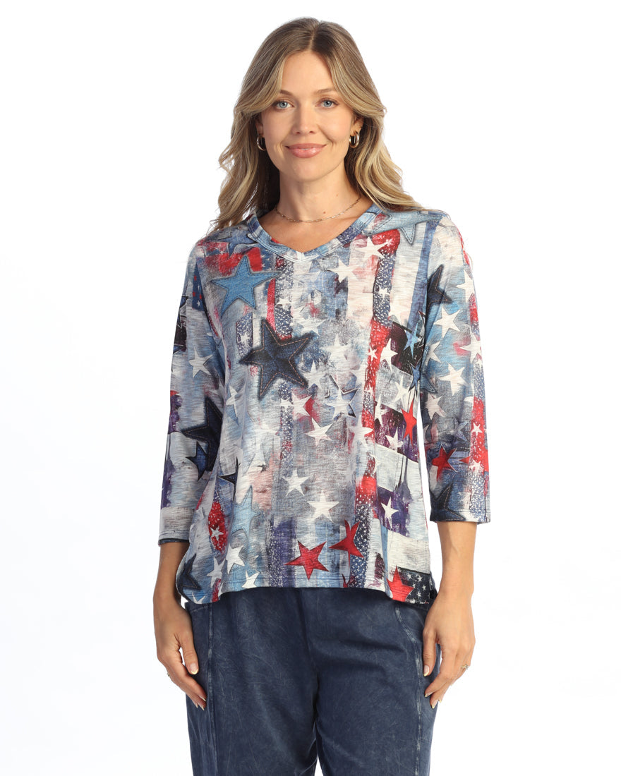 GLORY DAYS 3/4 SLEEVE V-NECK TOP