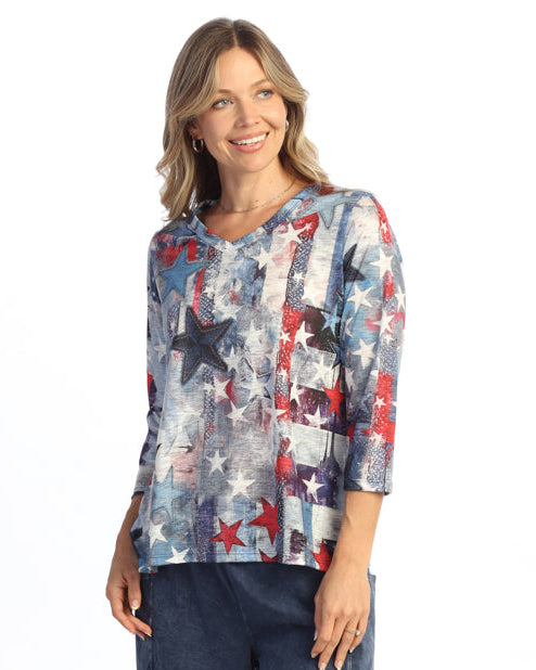 GLORY DAYS 3/4 SLEEVE V-NECK TOP