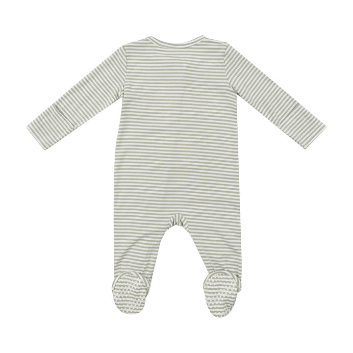 DESERT GREEN STRIPE 2 WAY ZIPPER FOOTIE