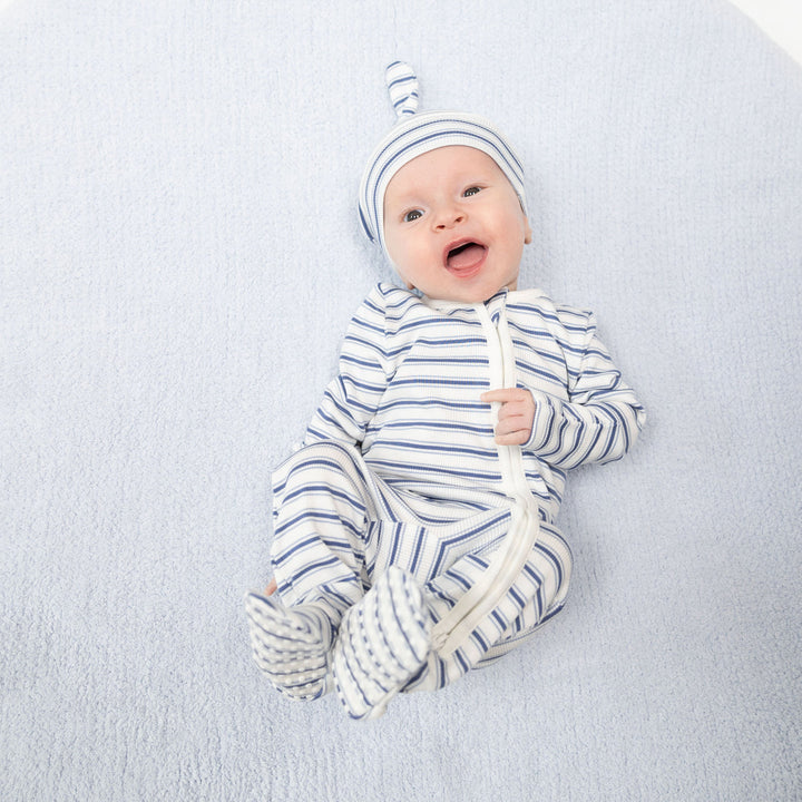 VINTAGE BLUE STRIPE 2 WAY ZIPPER FOOTIE