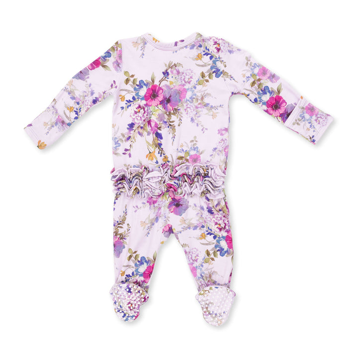 DAHLIA FLORAL 2 WAY RUFFLE BACK ZIPPER FOOTIE