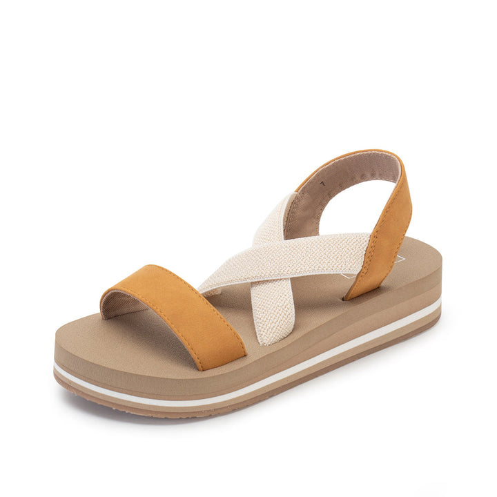 MANUELA CAMEL FLATFORM SANDALS