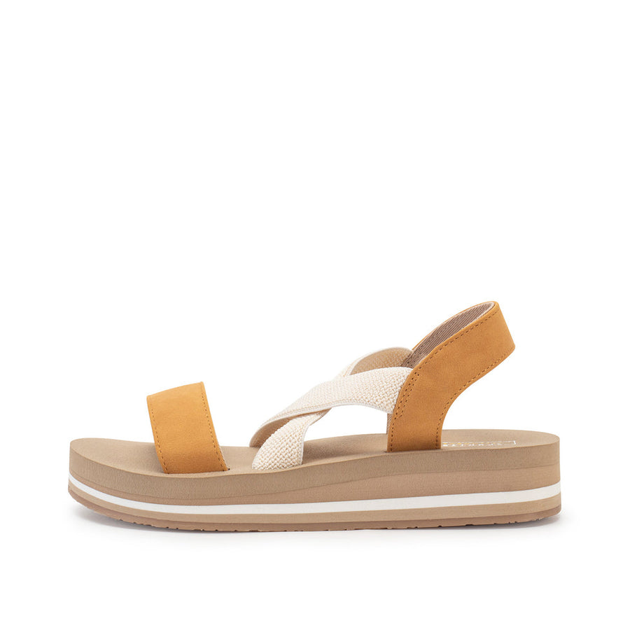 MANUELA CAMEL FLATFORM SANDALS
