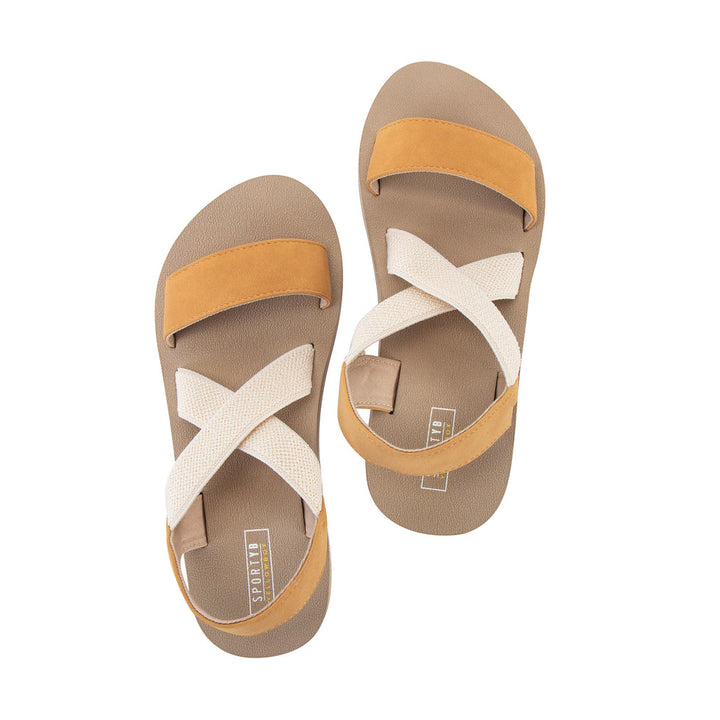 MANUELA CAMEL FLATFORM SANDALS