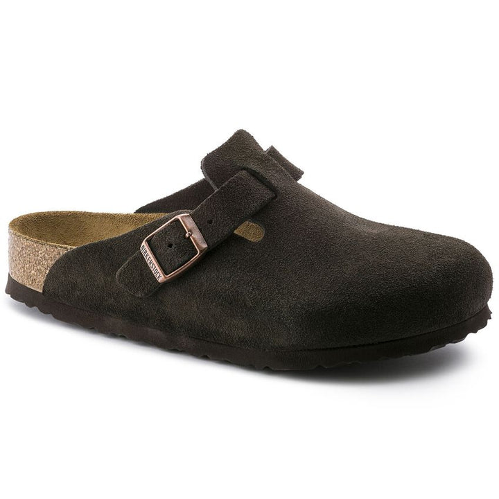 BOSTON MOCHA SUEDE SOFT FOOTBED CLOG