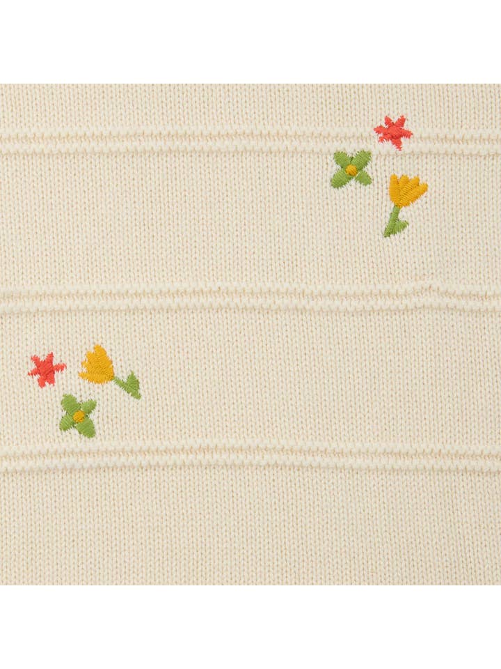 BIANCA NATURAL EMBROIDERED CREW CARDIGAN