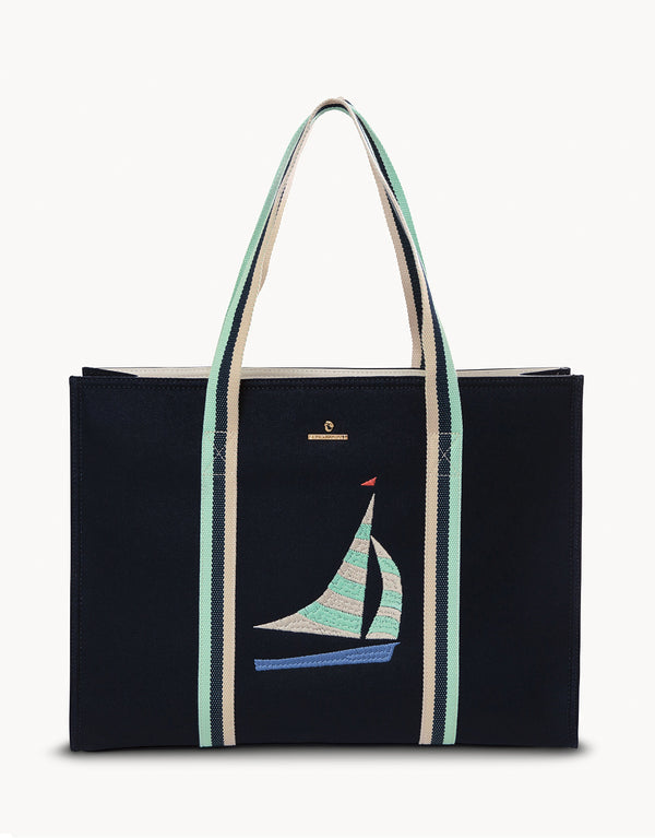 NAVY SAILBOAT CARRY ALL TOTE