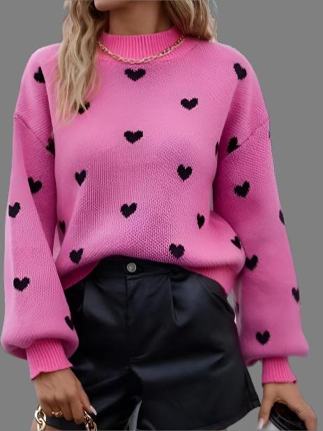 QUEEN OF HEARTS MOCK NECK SWEATER