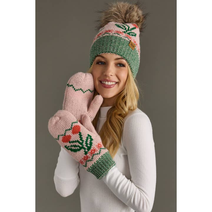 LIGHT PINK CHERRY MITTENS
