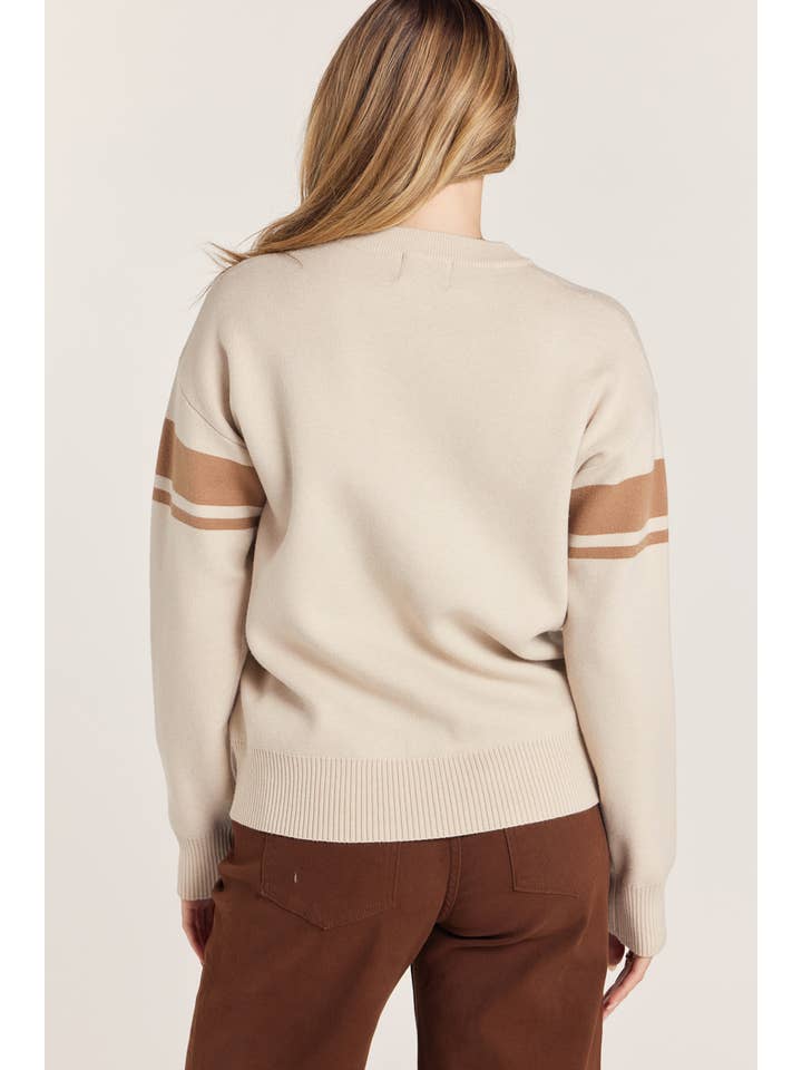 CREAM FOOTBALL CREW SWEATER
