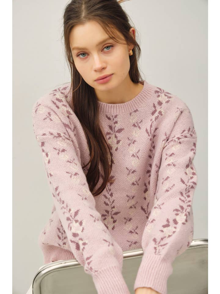 BLUSH FLORAL JACQUARD SWEATER
