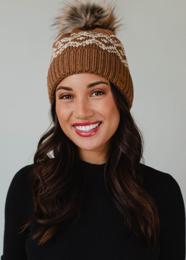 MOCHA SPECKLED POM HAT