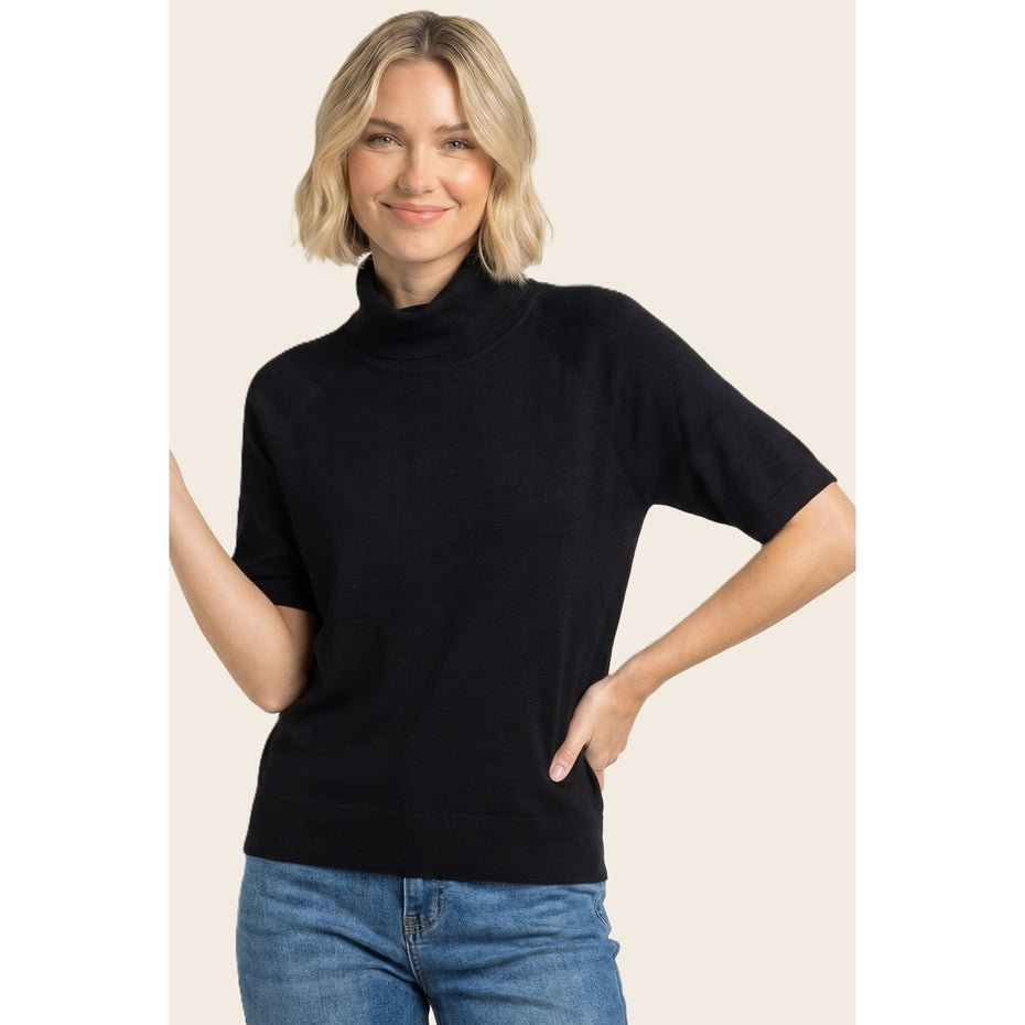 BLACK SHORT SLEEVE TURTLENECK