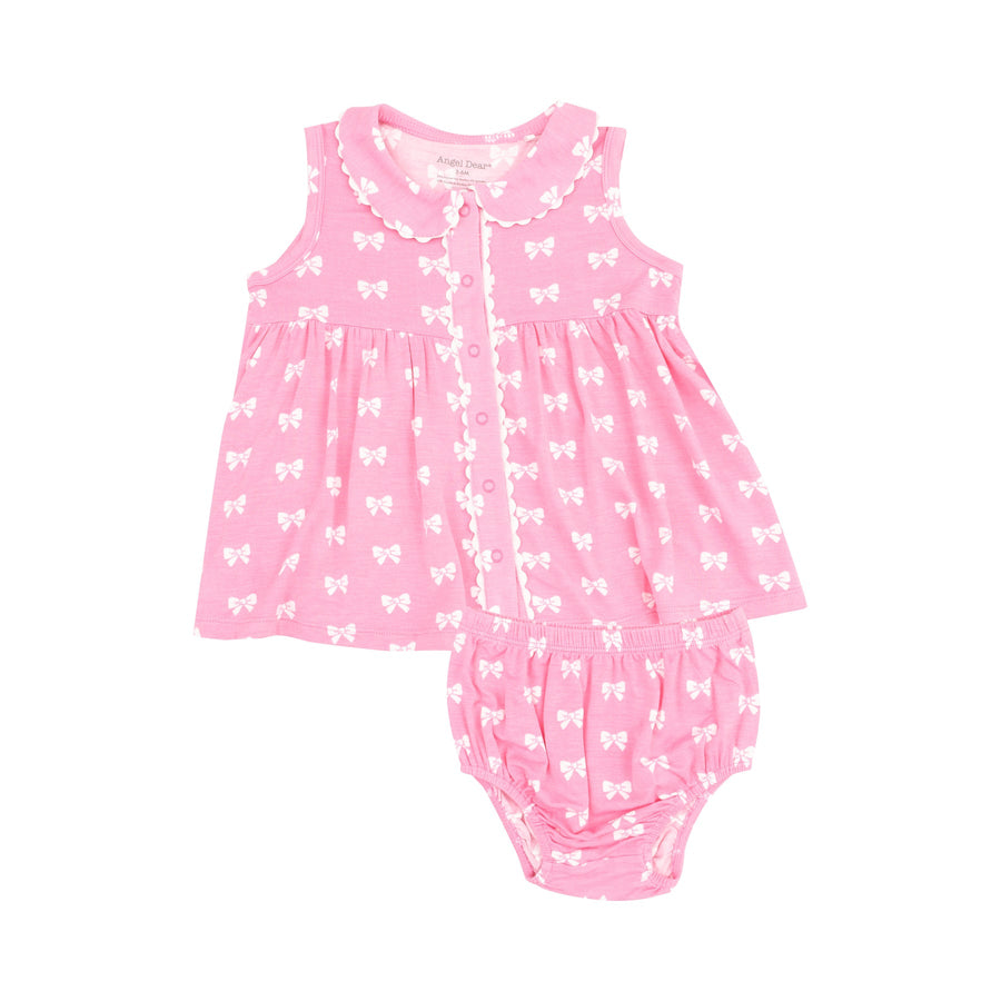 PINK BOWS DRESS WITH RIC RAC TRIM
