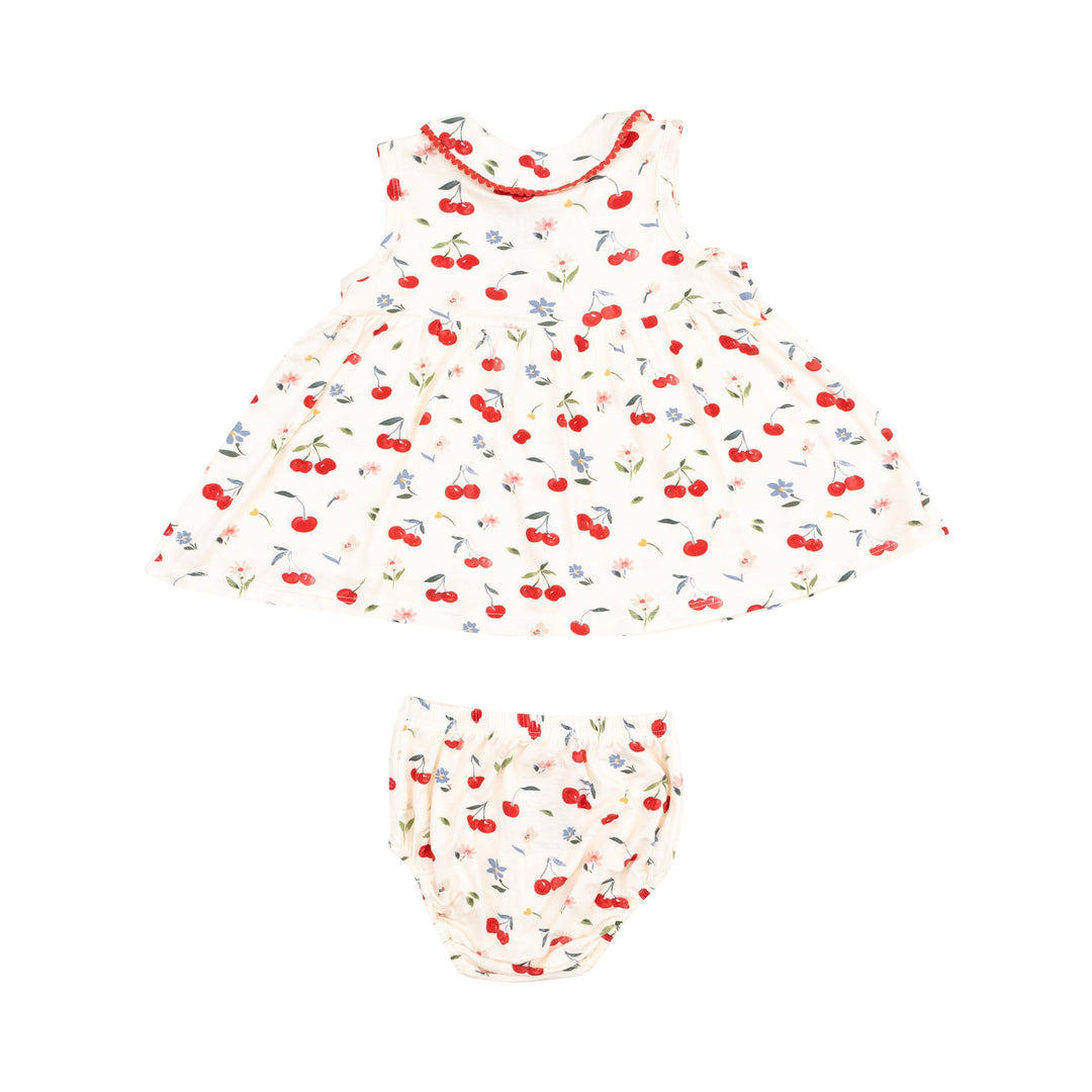 WATERCOLOR CHERRIES & GINGHAM PETER PAN COLLAR DRESS