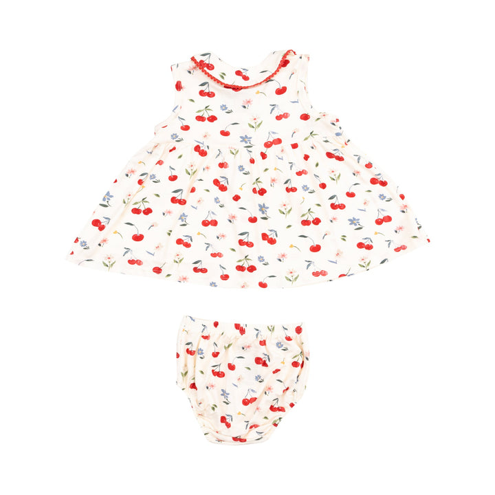 WATERCOLOR CHERRIES & GINGHAM PETER PAN COLLAR DRESS