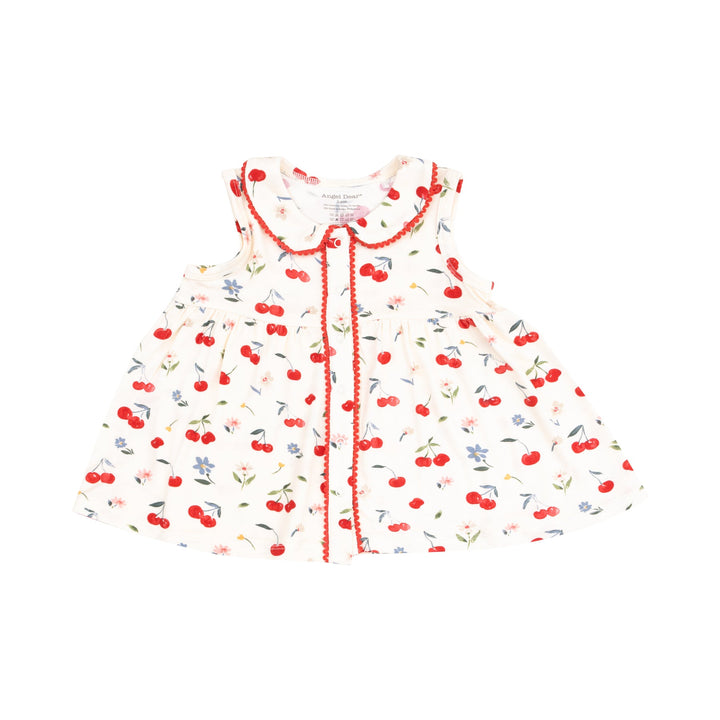 WATERCOLOR CHERRIES & GINGHAM PETER PAN COLLAR DRESS