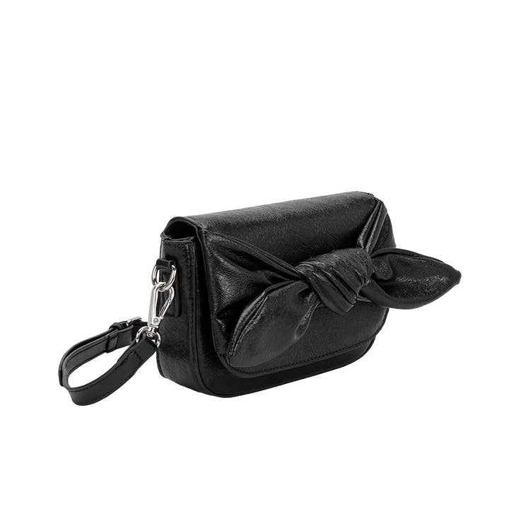 FAY BLACK KNOTTED BOW CROSSBODY CLUTCH
