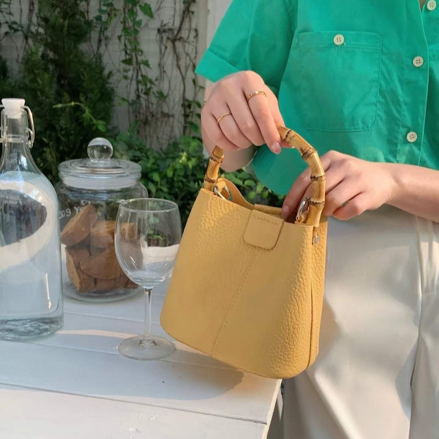 GIGI YELLOW BAMBOO HANDLE BAG
