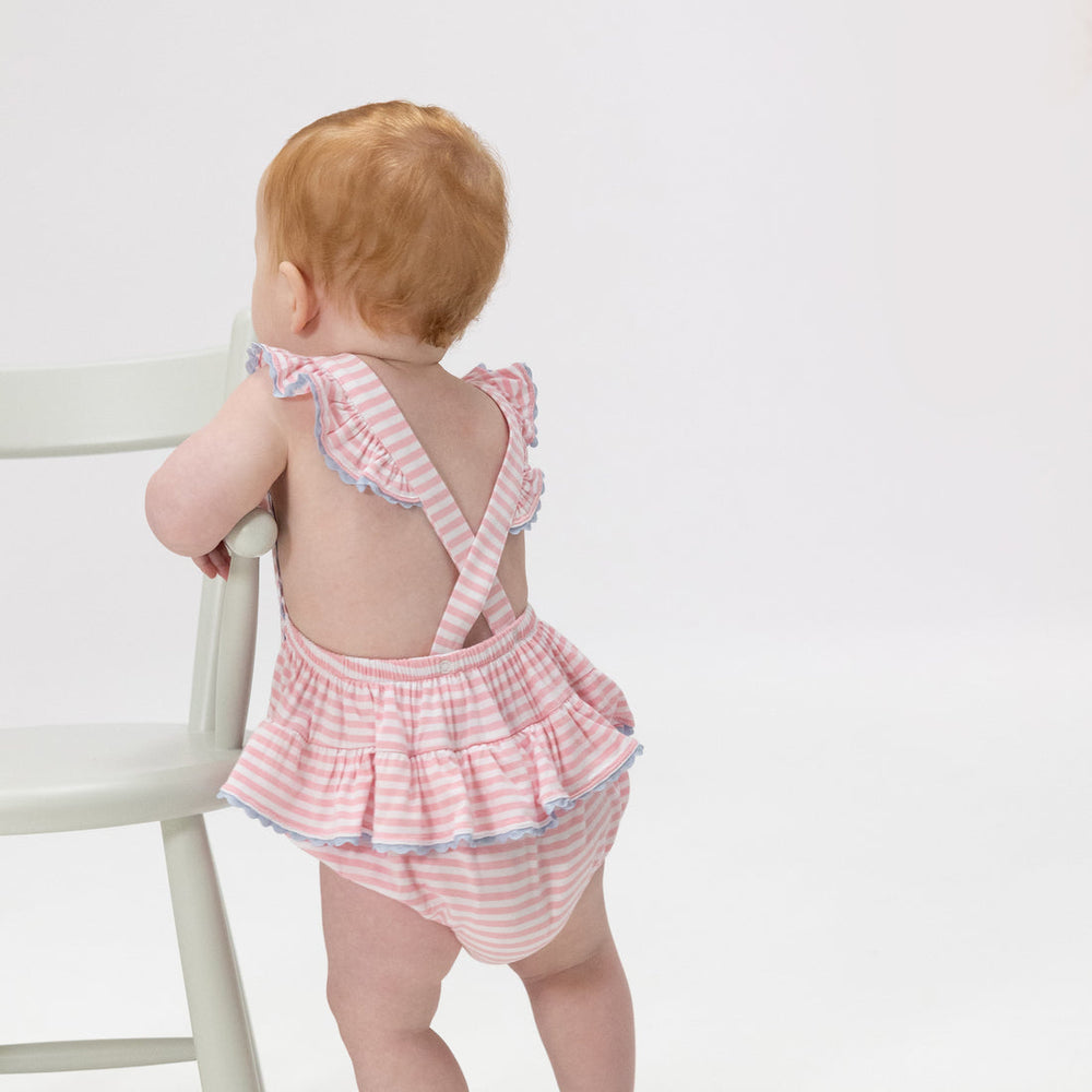 CHERRY STRIPE RIC RAC RUFFLE SUNSUIT
