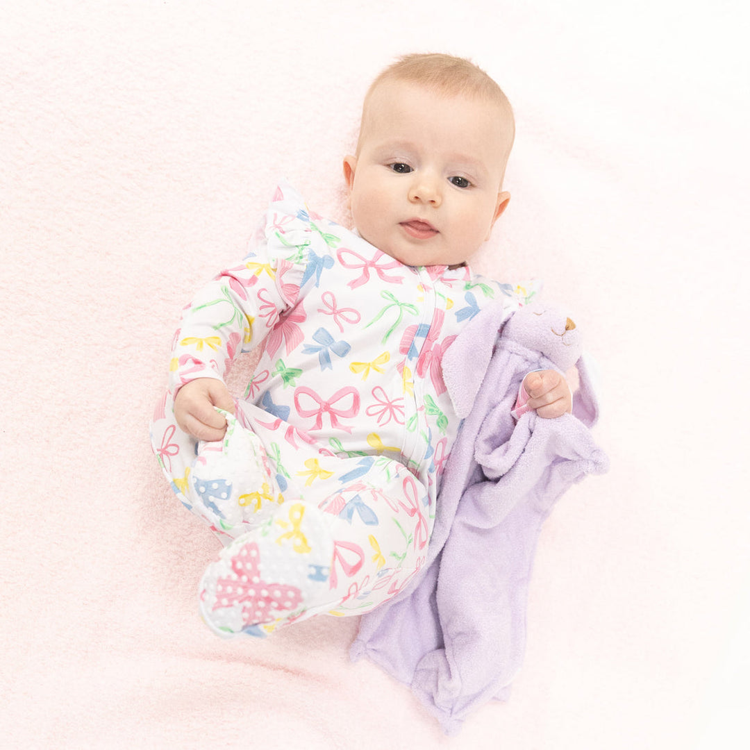 SWEET BOWS 2 WAY RUFFLE SLEEVE ZIPPER FOOTIE