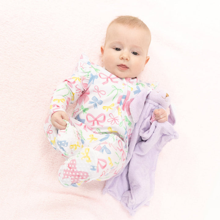 SWEET BOWS 2 WAY RUFFLE SLEEVE ZIPPER FOOTIE