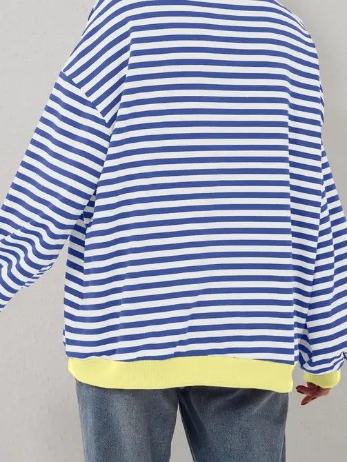 CACEY BLUE STRIPE RELAXED FIT CREW