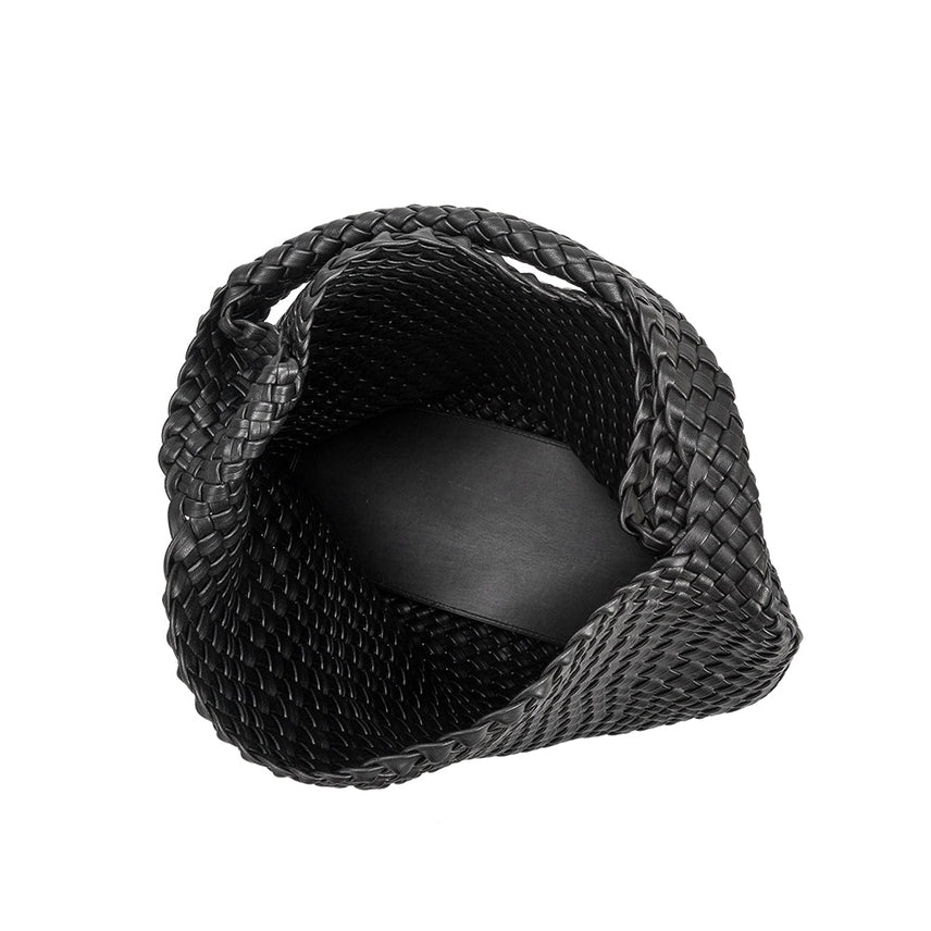 BLACK JOHANNA VEGAN WOVEN SHOULDER BAG
