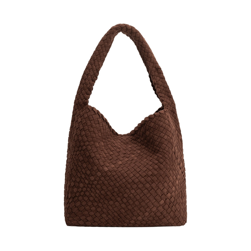 TOBACCO JOHANNA SUEDE VEGAN WOVEN SHOULDER BAG