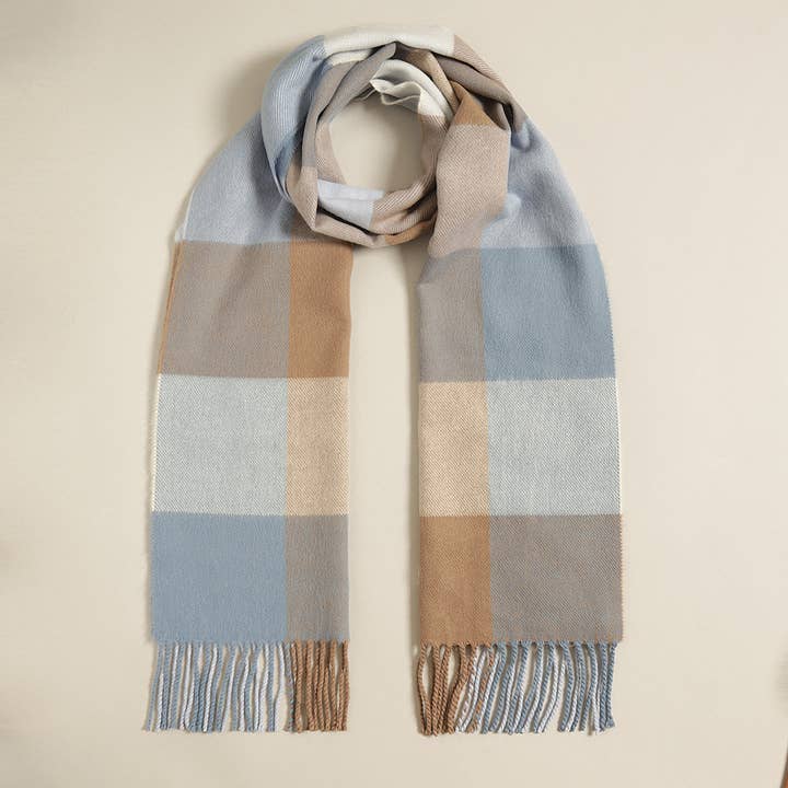 BLUE JEAN COZY PLAID SCARF
