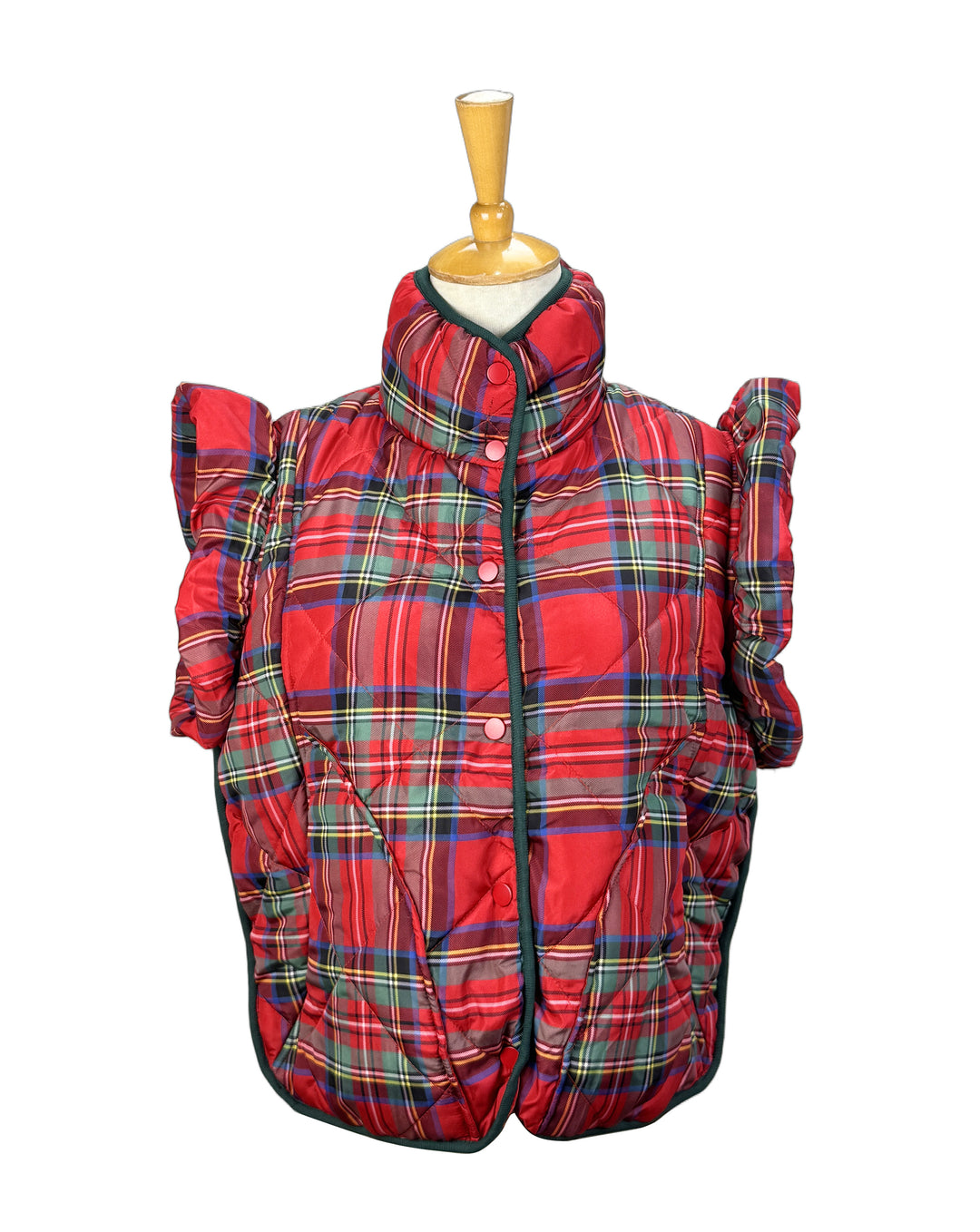 MERRY PLAID RUFFLE VEST