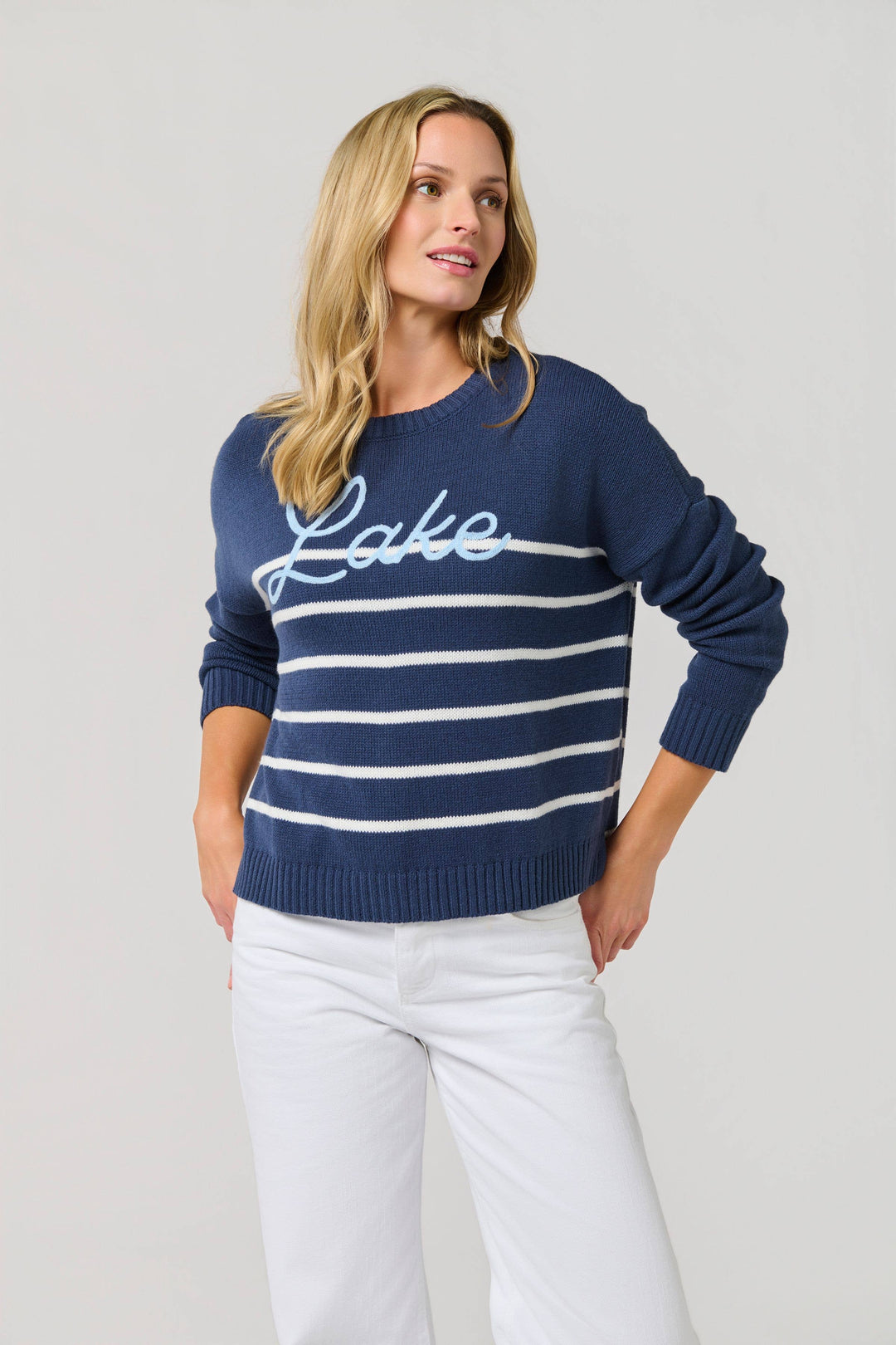 NAVY "LAKE" RELAXED FIT SWEATER