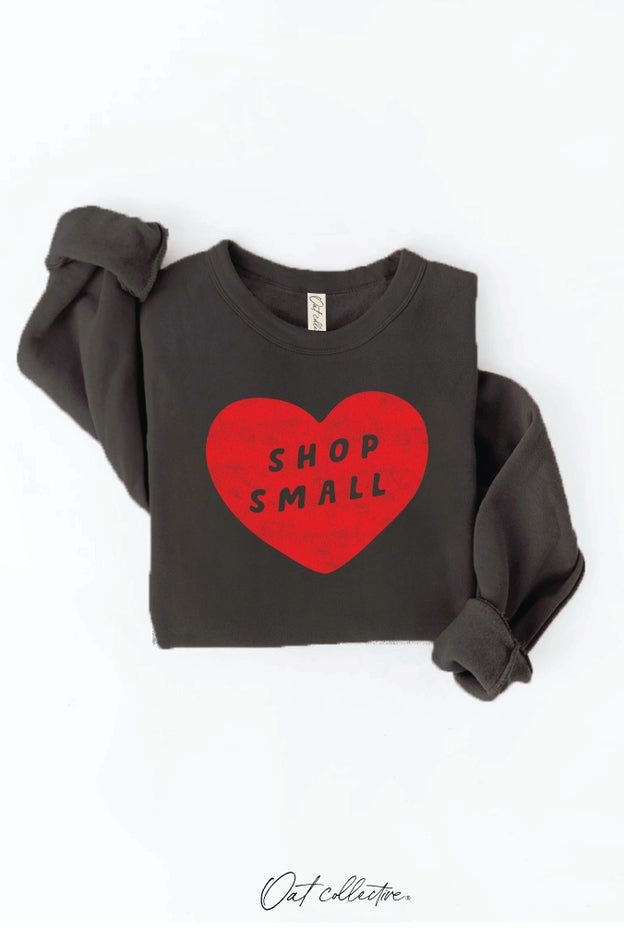 BLACK SHOP SMALL HEART GRAPHIC CREW