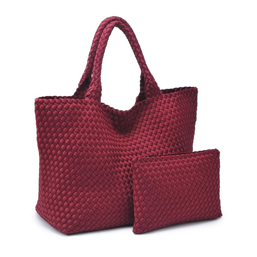 WINE THE SKY'S THE LIMIT LARGE WOVEN TOTE BAG