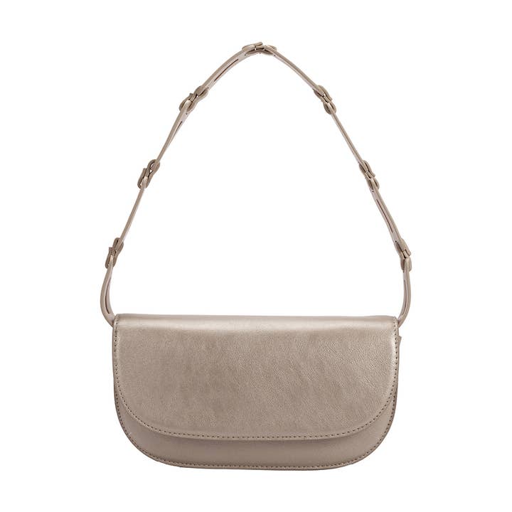 INEZ METALLIC PEWTER SHOULDER BAG