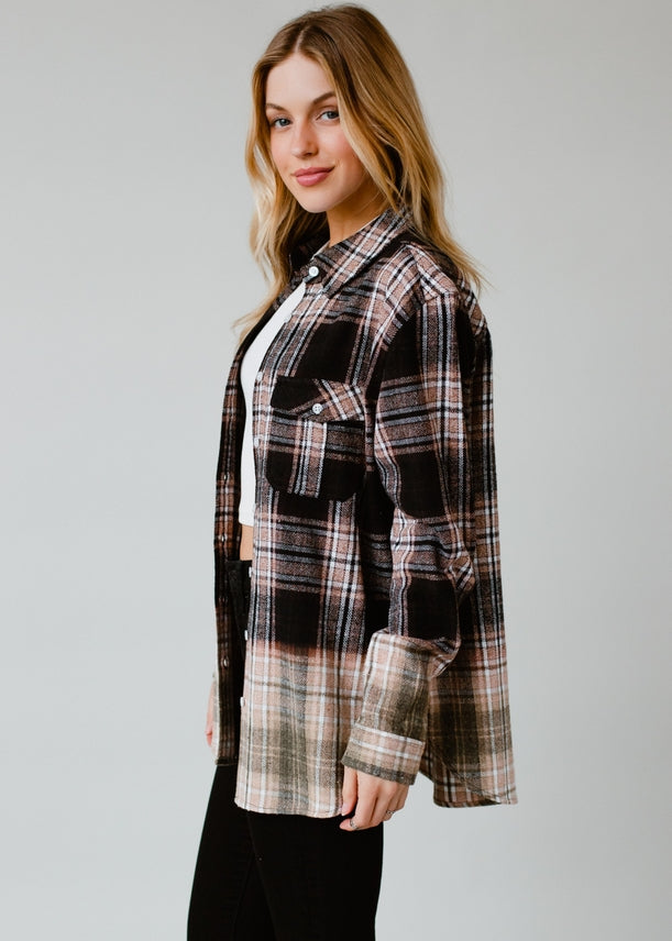 CHOCOLATE S'MORE FLANNEL PLAID SHIRT