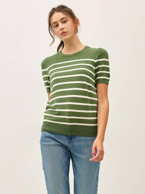 VIOLA PINE STRIPE SHORT SLEEVE SWEATER
