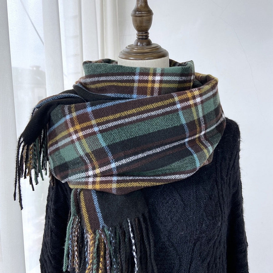 BLACK & FOREST PLAID SCARF
