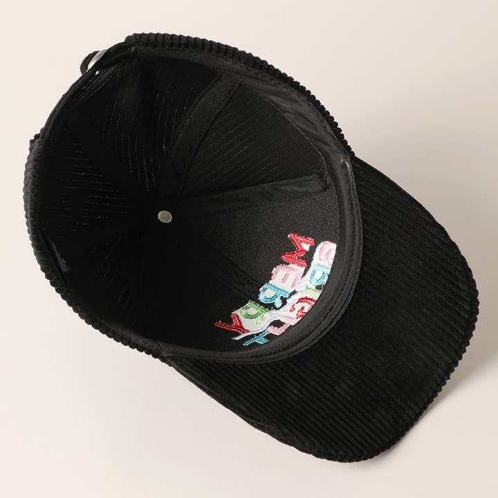 BLACK MERRY & BRIGHT CORDUROY HAT