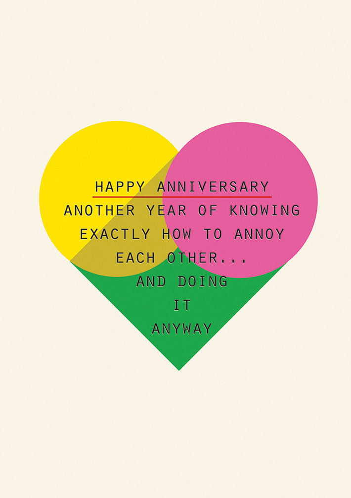 ANNOY EACH OTHER ANNIVERSARY GREETING CARD
