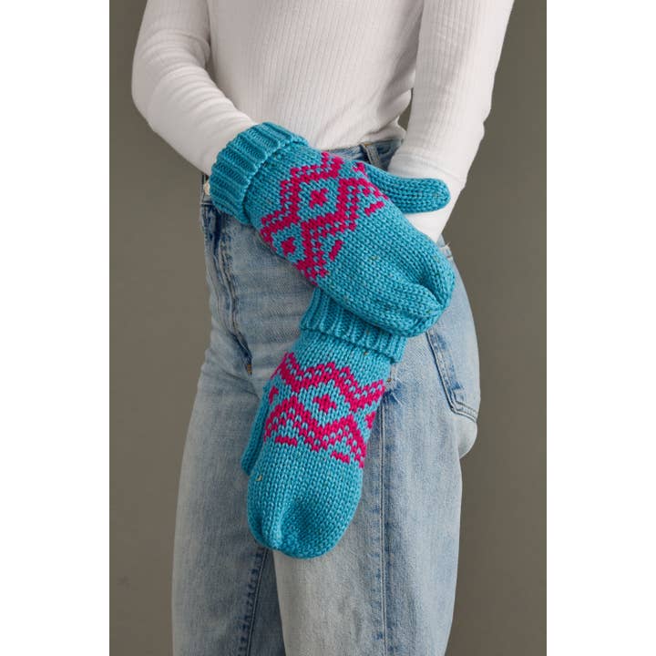 TURQUOISE & PINK MITTENS