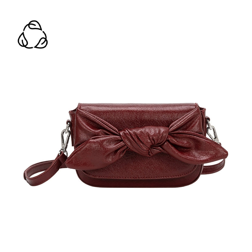 FAYE CRANBERRY KNOTTED BOW CROSSBODY CLUTCH
