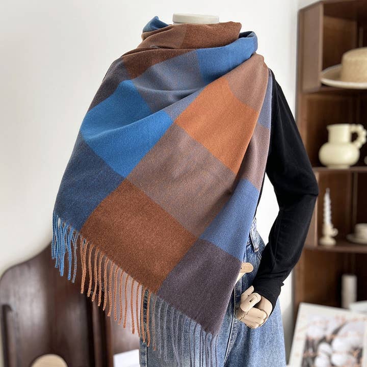 DENIM & RUST CHECK COZY SCARF
